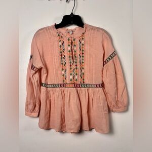 Lucky Brand Peach Embroidered Peasant Top
